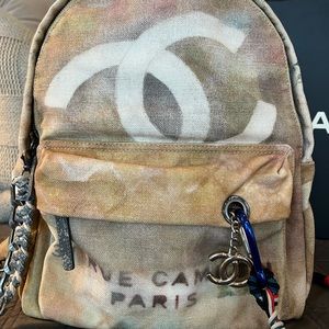 CHANEL, Bags, Soldchanel Art School Graffiti Beige Backpack